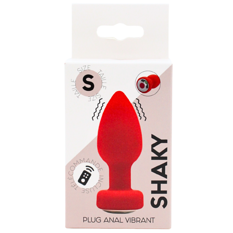 Plug Anal Vibrant Télécommandé SHAKY Rouge Coeur Ardent
