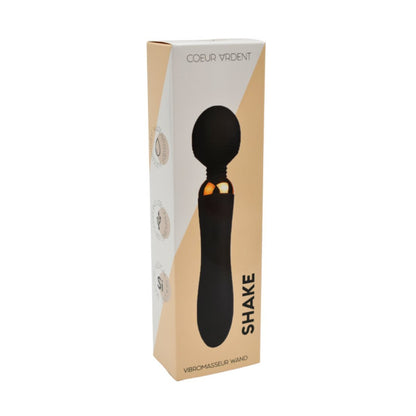 SHAKE Noir Vibromasseur Wand USB en silicone médical avec 2 puissants moteurs indépendants – Coeur Ardent