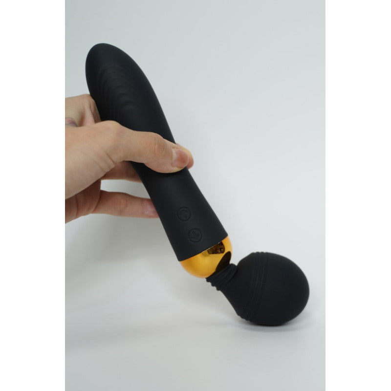 SHAKE Noir Vibromasseur Wand USB en silicone médical avec 2 puissants moteurs indépendants – Coeur Ardent