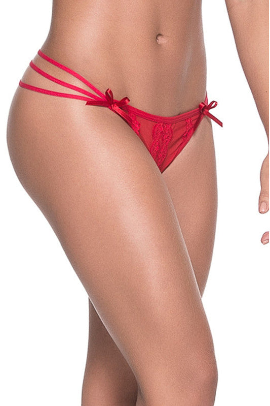 String rouge élégant triple lanières – Mapalé
