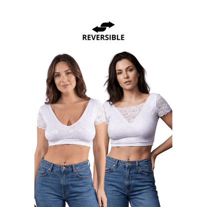 Top sexy court blanc bi matière réversible – Be lily Mode