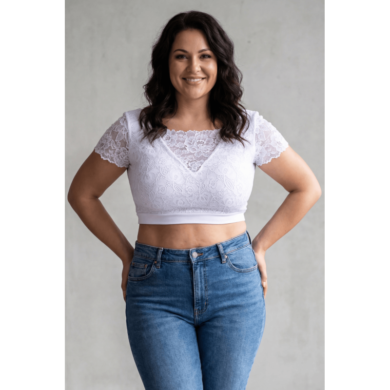 Top sexy court blanc bi matière réversible – Be lily Mode