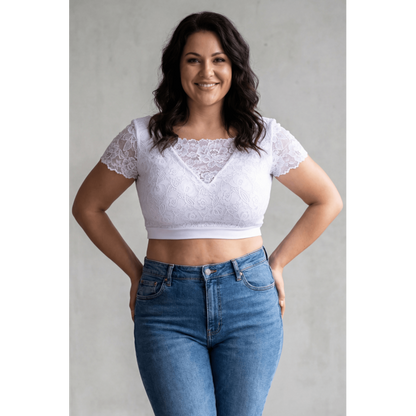 Top sexy court blanc bi matière réversible – Be lily Mode