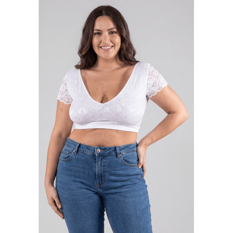 Top sexy court blanc bi matière réversible – Be lily Mode