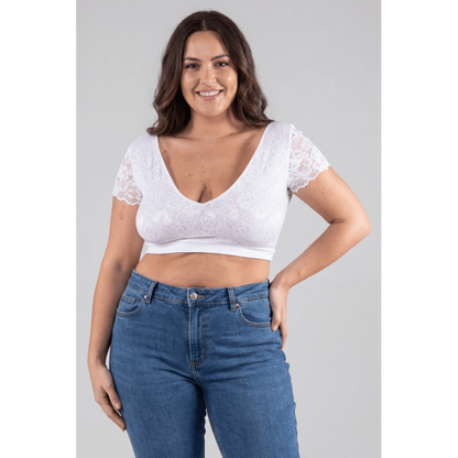 Top sexy court blanc bi matière réversible – Be lily Mode